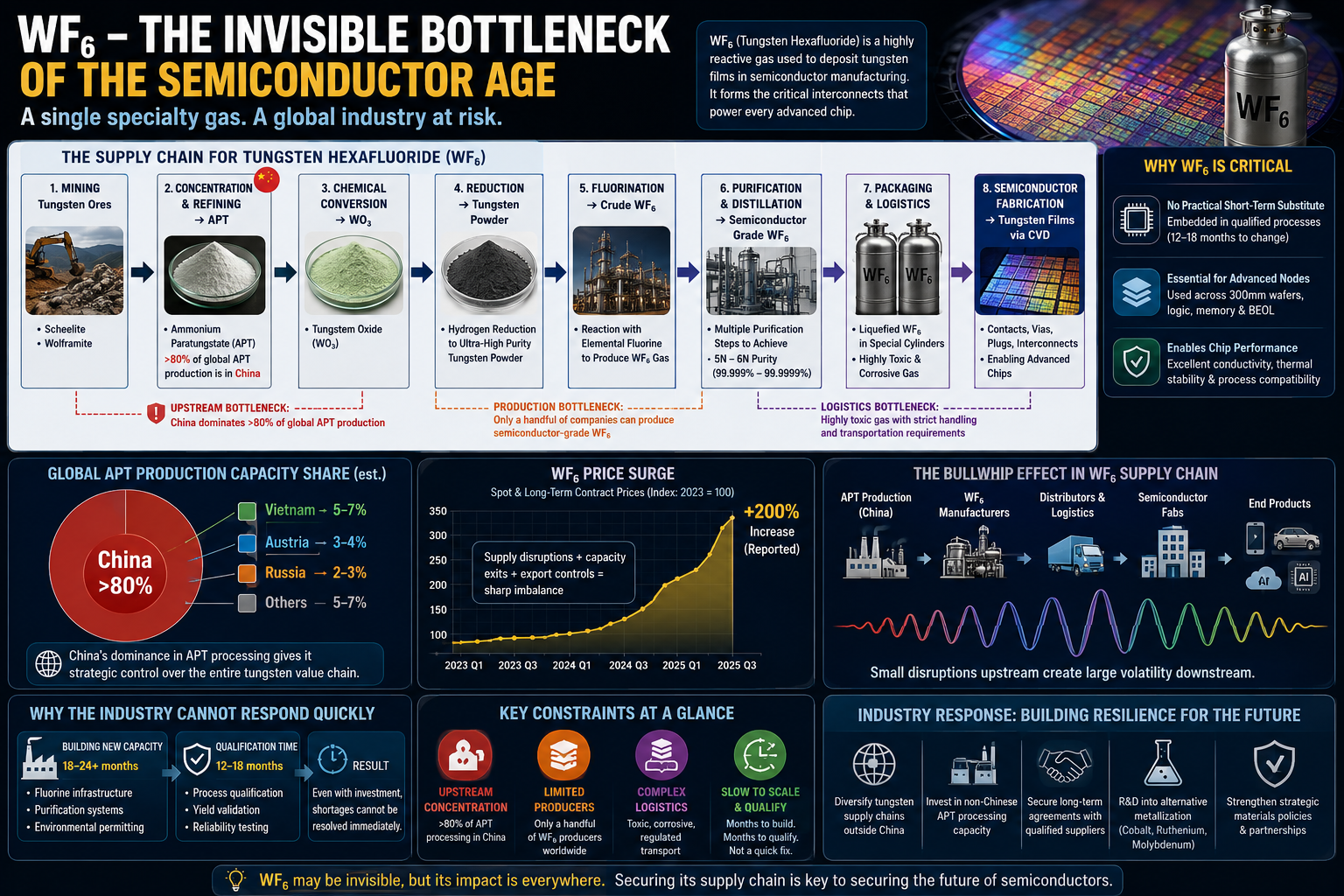 Illustration of WF6 supply chain pressure in semiconductor manufacturing